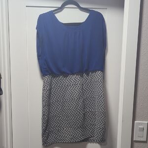 Enfocus Studio Blue and Black Mini Dress